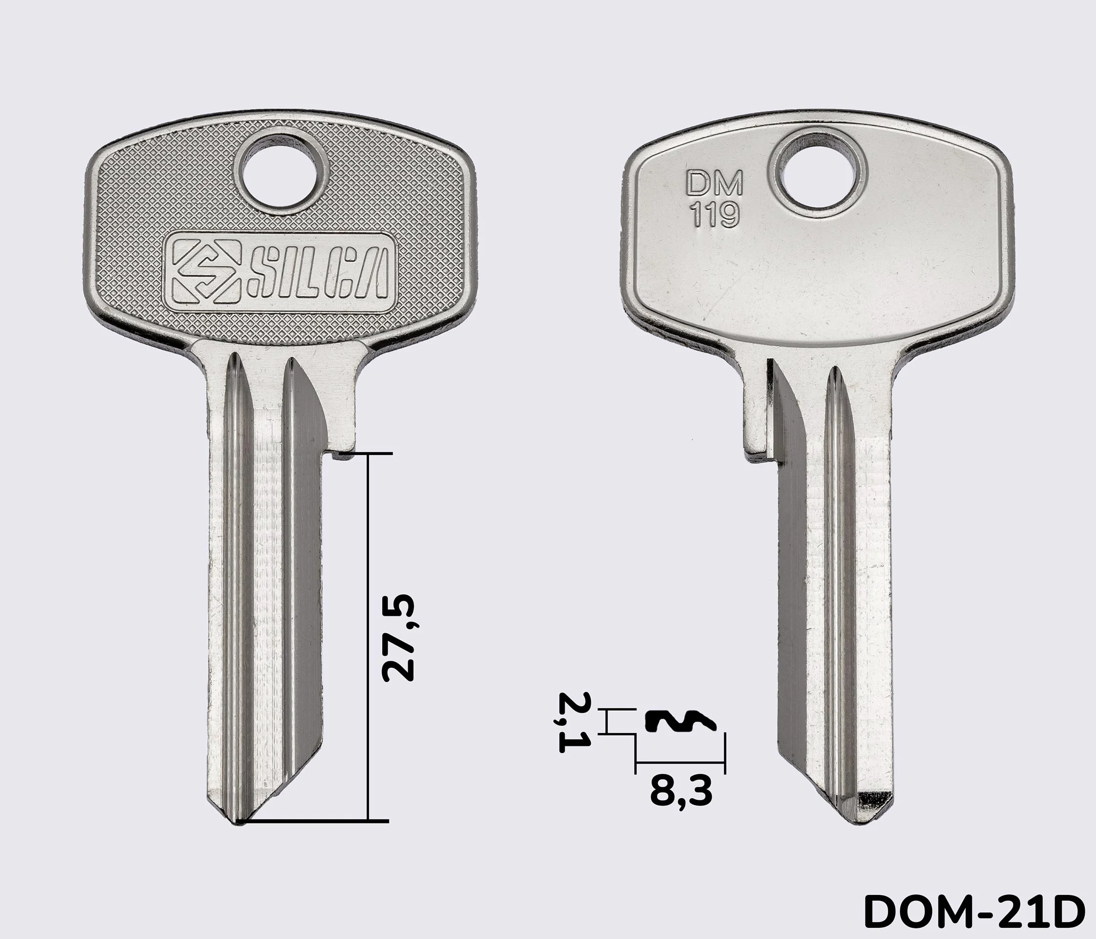 DM119 Silca заготовка ключа англійський профіль
