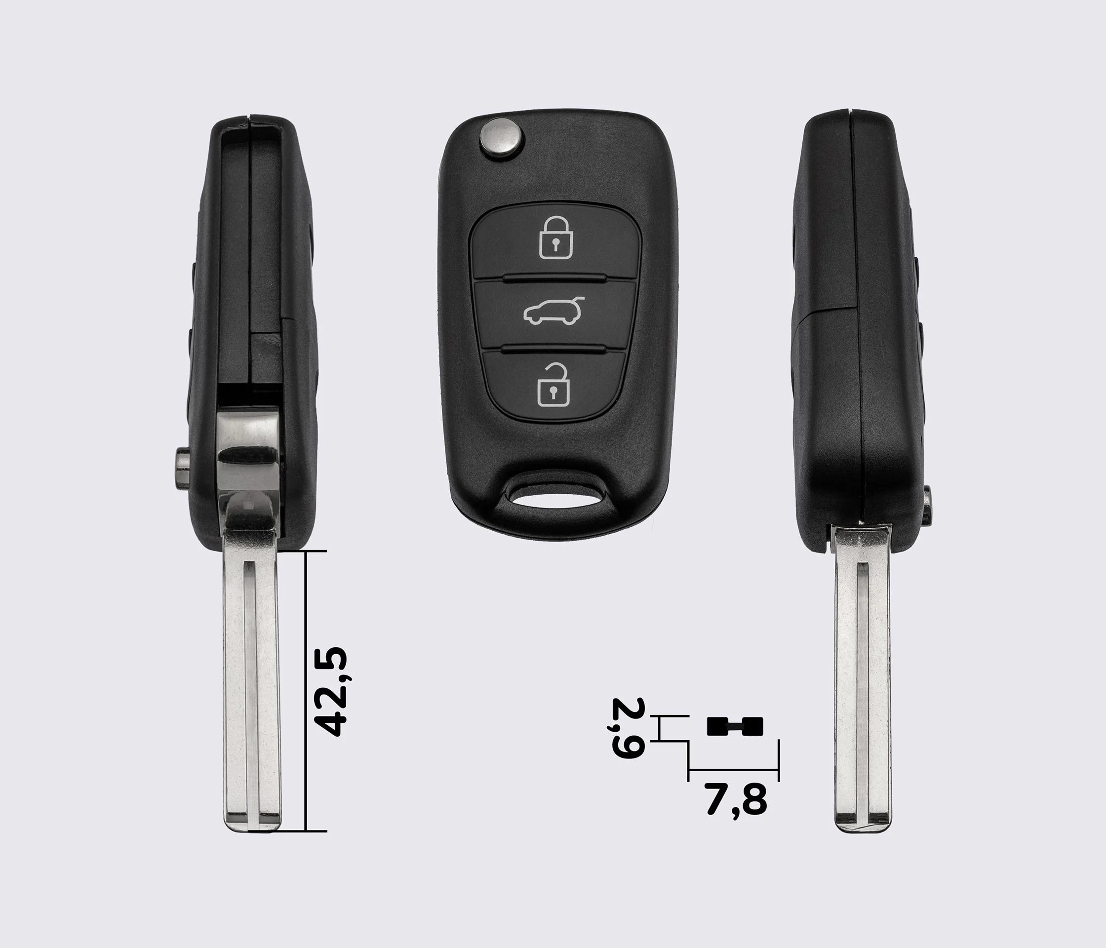 HYUNDAI I30-35 на 3 кнопки заготовка викидного ключа (корпус)
