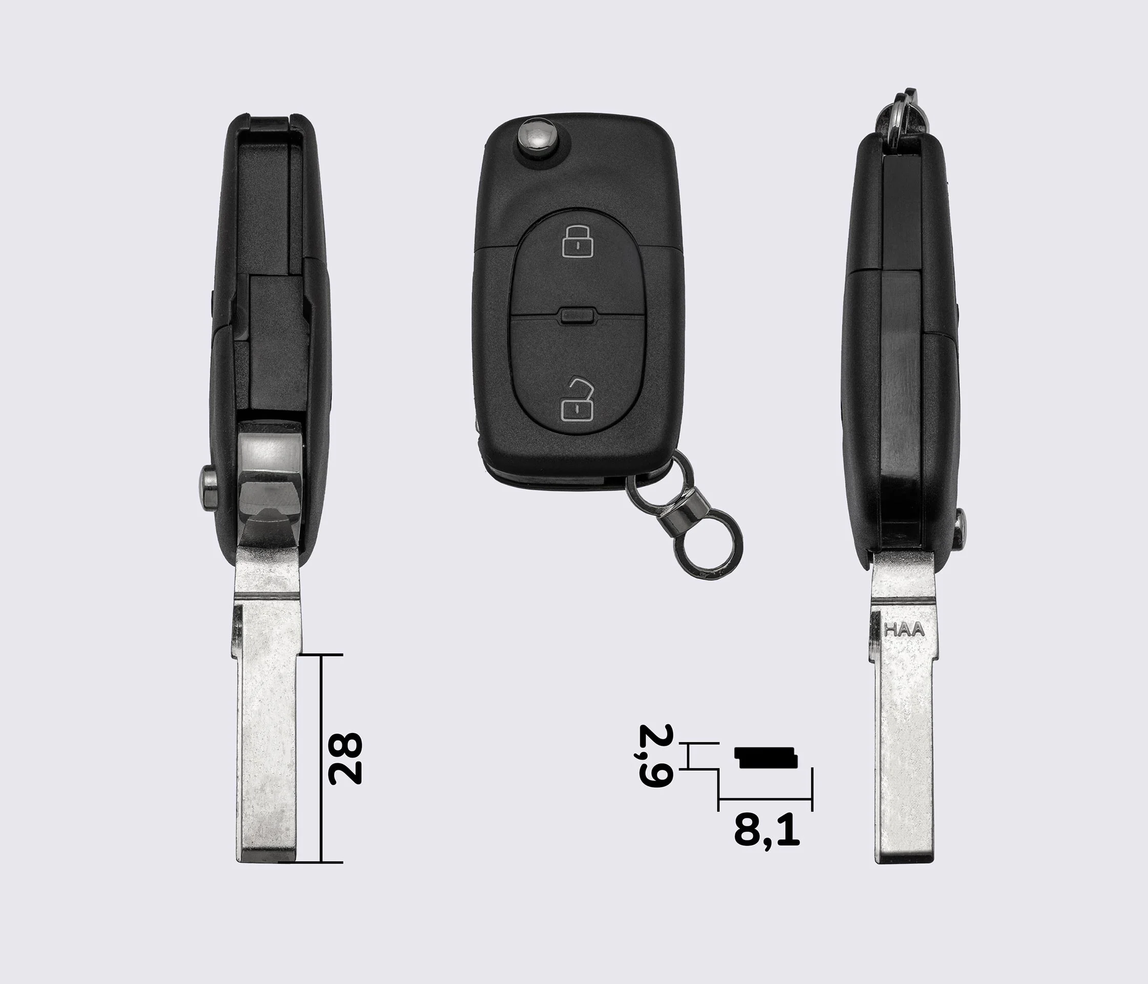 AUDI лезо HU66 на 2 кнопки заготовка викидного ключа (корпус)