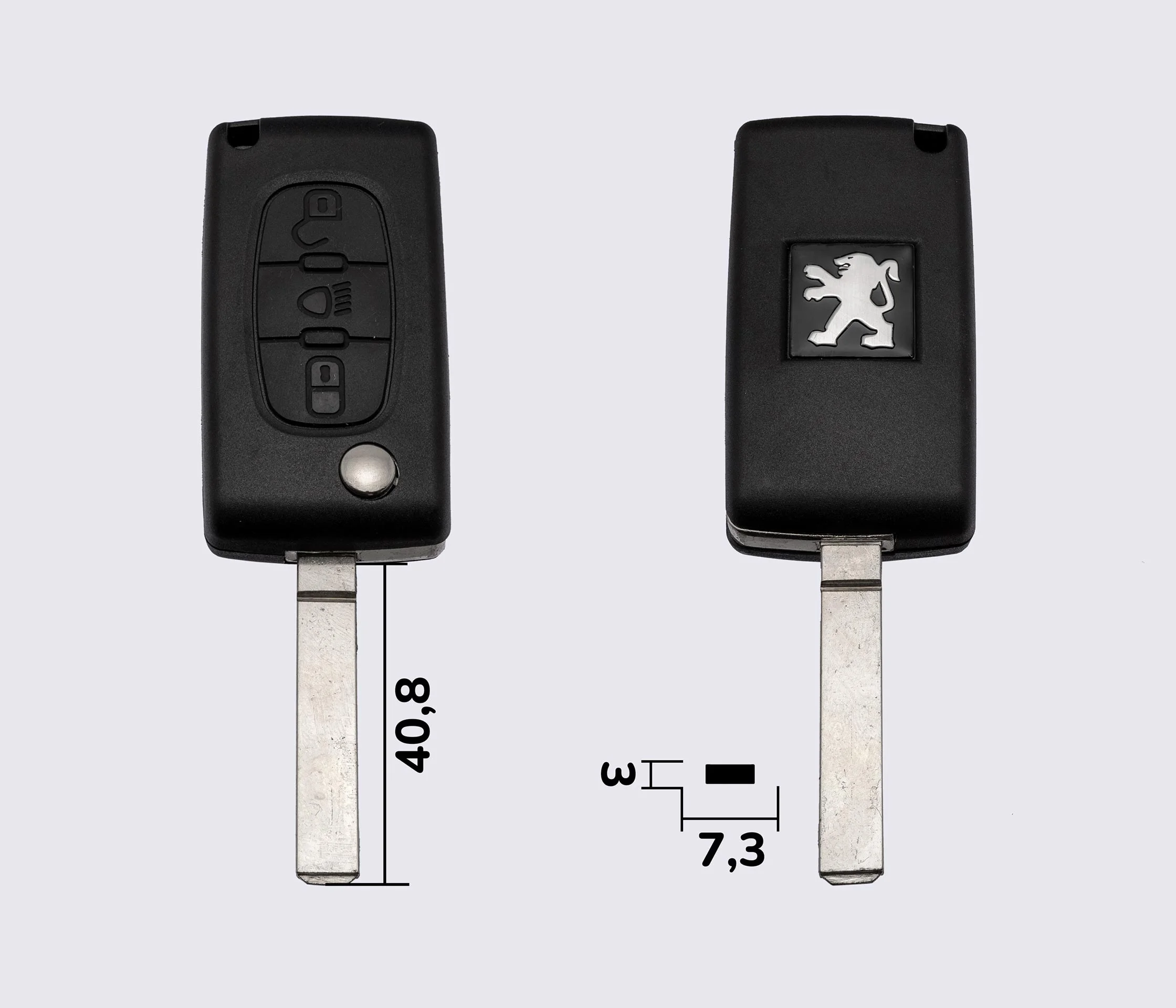 Заготовка PEUGEOT викидний ключ 3 кнопки (корпус) лезо VA2T
