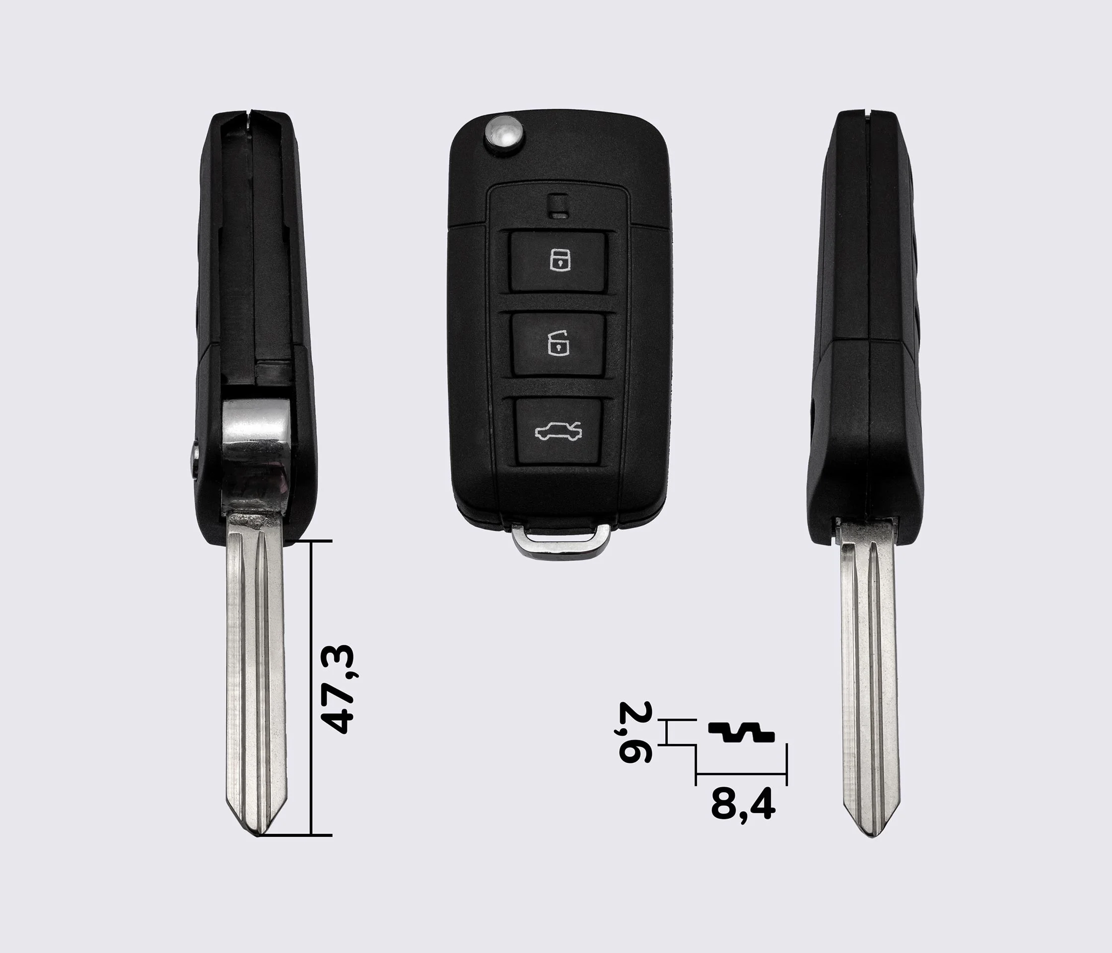 Заготовка HYUNDAI викидний ключ 3 кнопки (корпус)