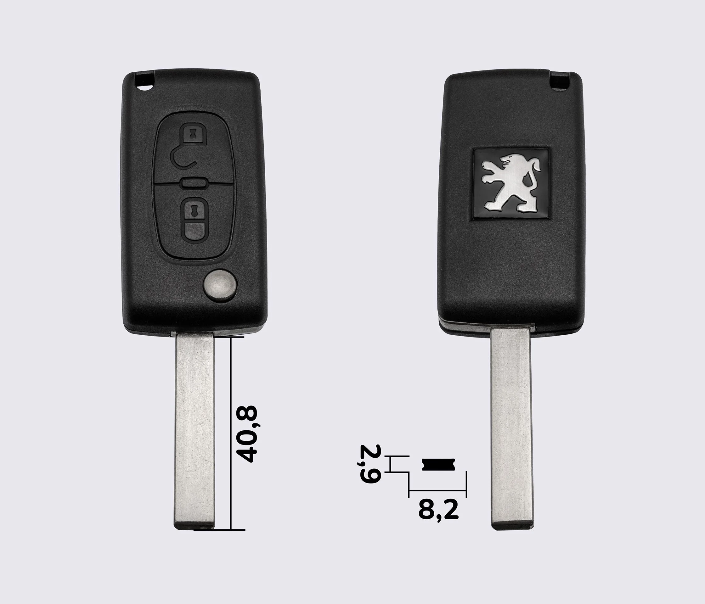 PEUGEOT викидний ключ 2 кнопки (корпус) лезо HU83 заготовка ключа