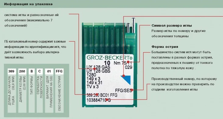 Иголка GROZ-BECKERT - лопатка для работы с кожей (10шт) 100-16