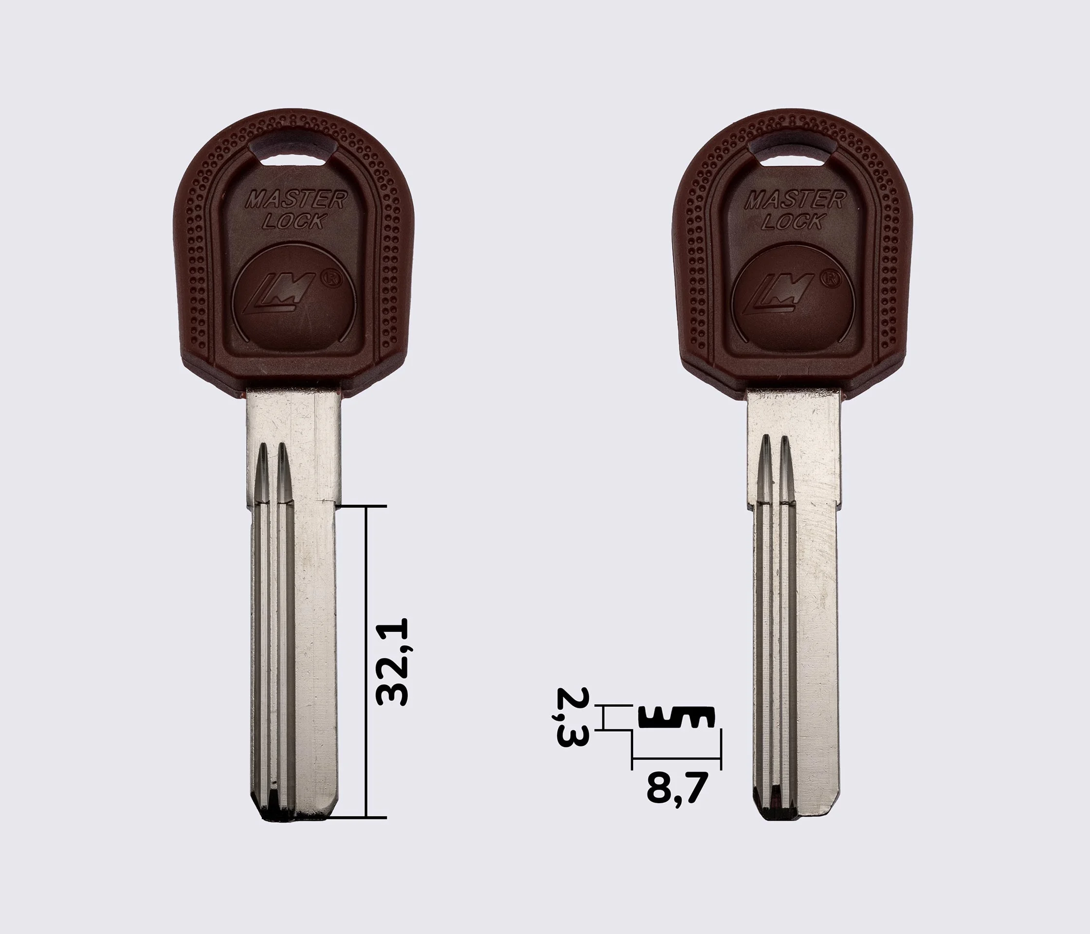 MASTER LOCK 32мм з довгим упором заготовка ключа з пластиковою ручкою