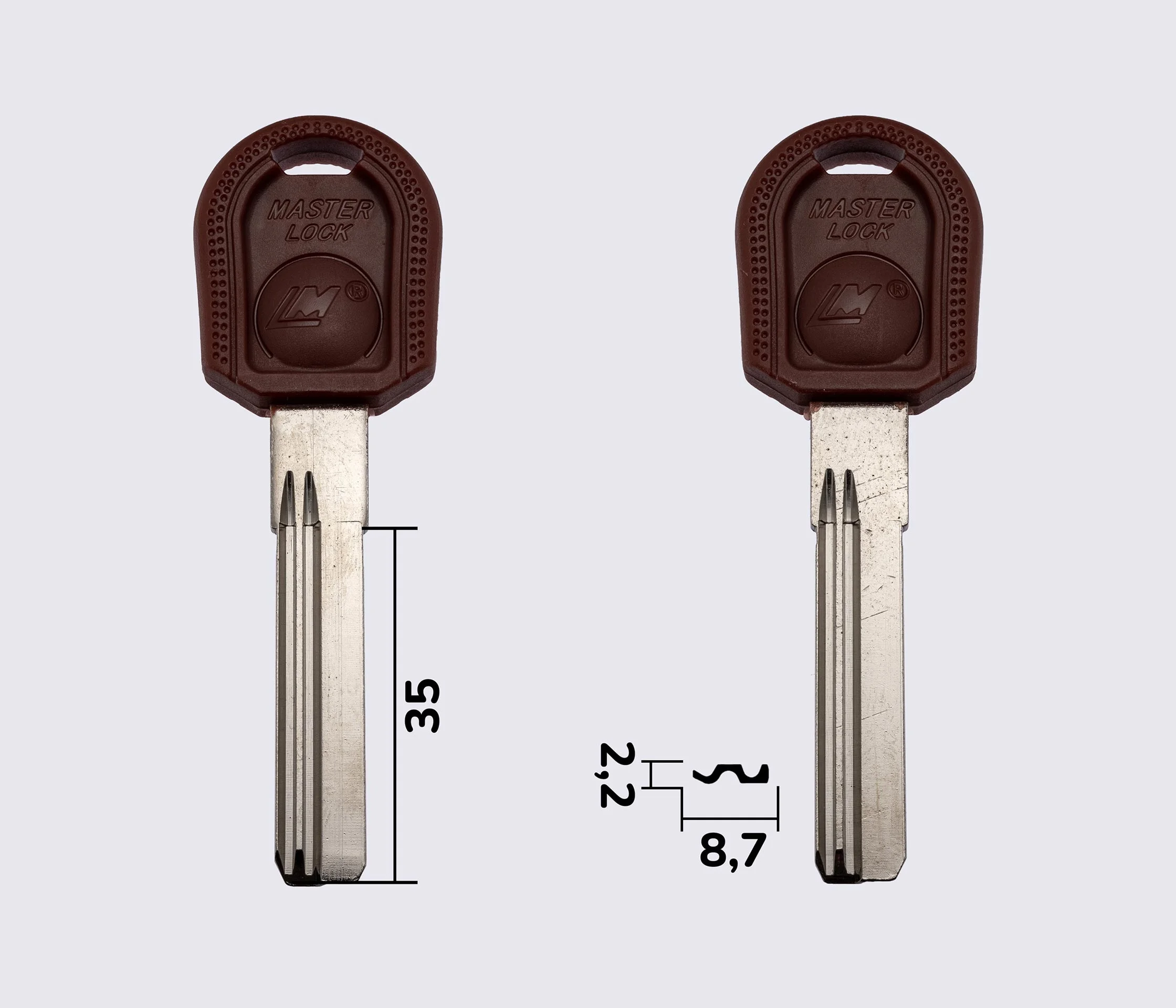 MASTER LOCK 35мм з довгим упором заготовка ключа з пластиковою ручкою