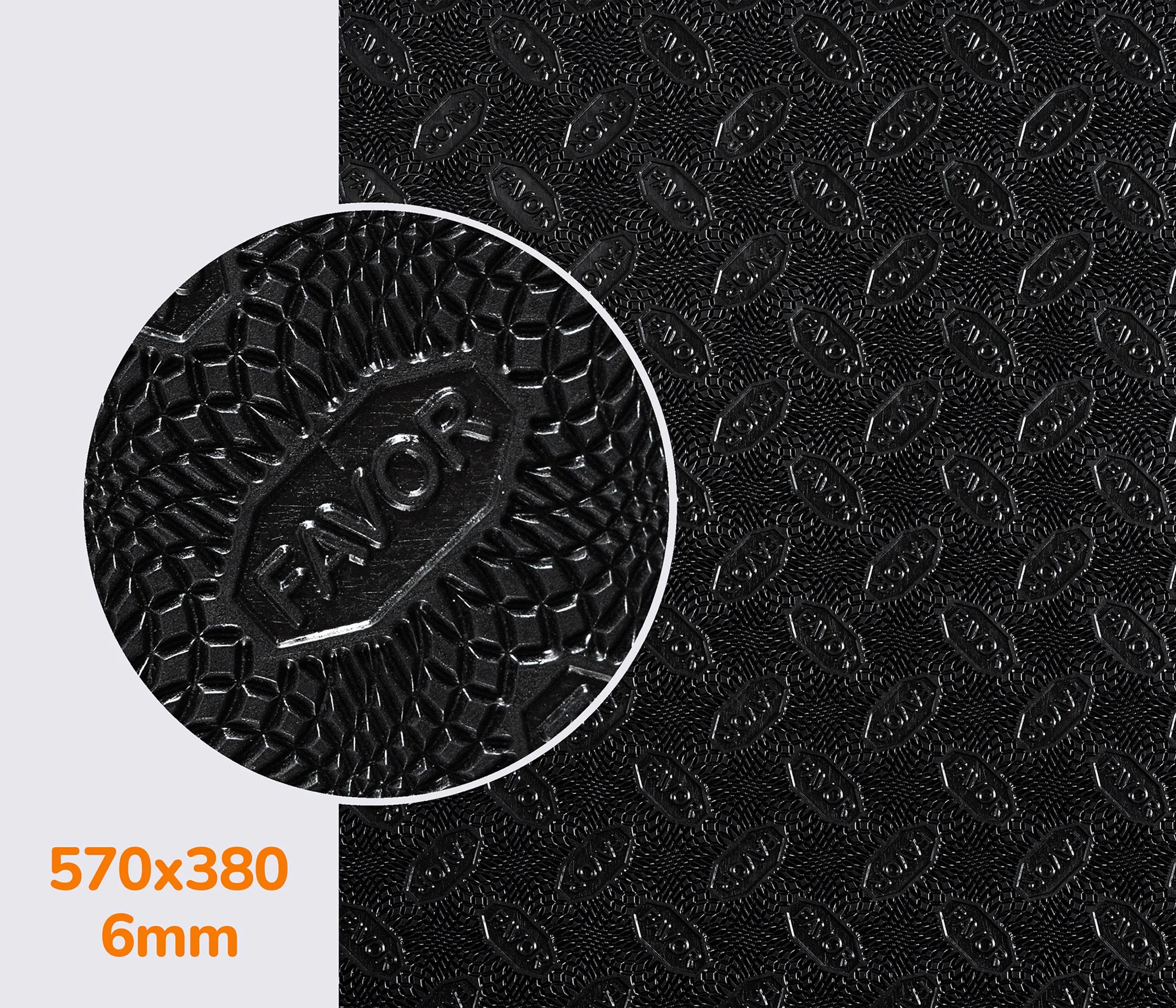 Резина набоечная FAVOR, р. 570*380*6мм, цв. чёрный black