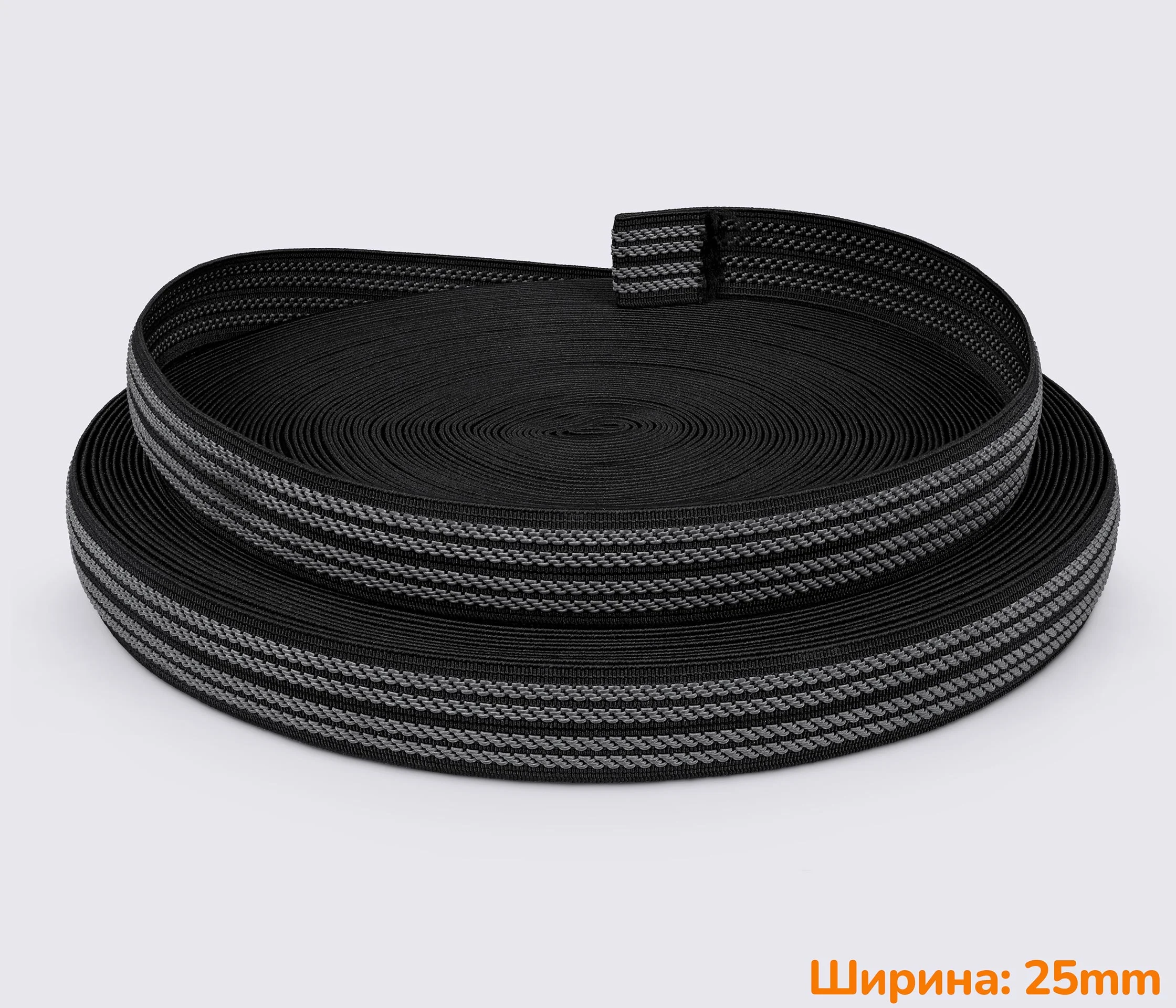 Резинка антискользящая (эластичная лента) черная 25мм nb-7054