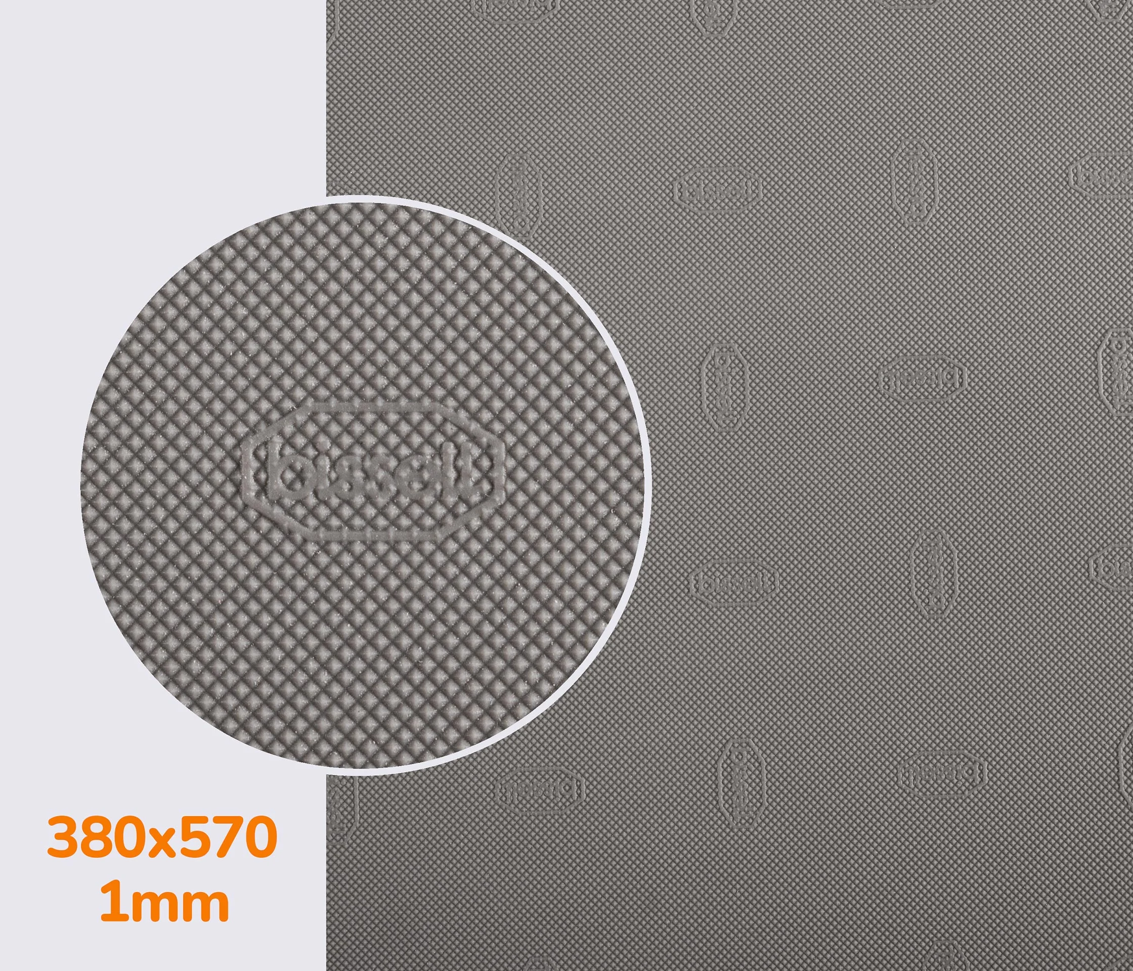050 (1mm) bissell, цв. светло-серый (№46), р. 380*570*1 мм - резина подметочная/профилактика листовая