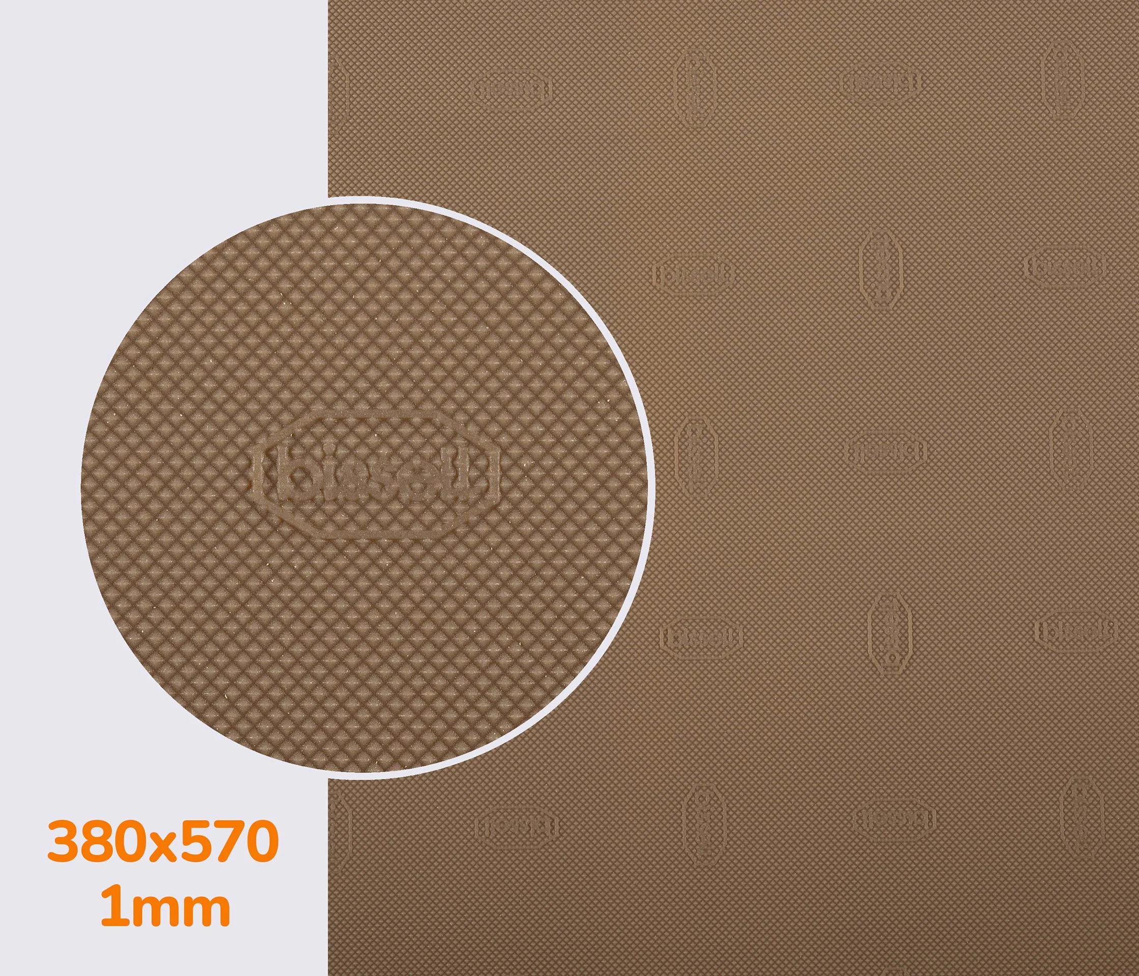 050 (1.2mm) bissell, цв. светло-коричневый, р. 380*570*1.2 мм - резина подметочная/профилактика листовая