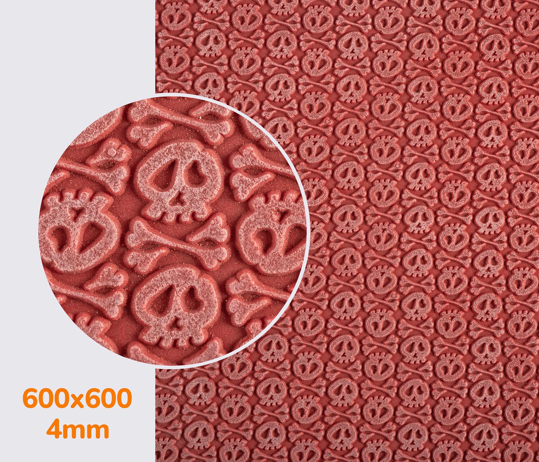 Резина каучуковая FAVOR - SKULLS, р. 600*600*4мм, цв. красный