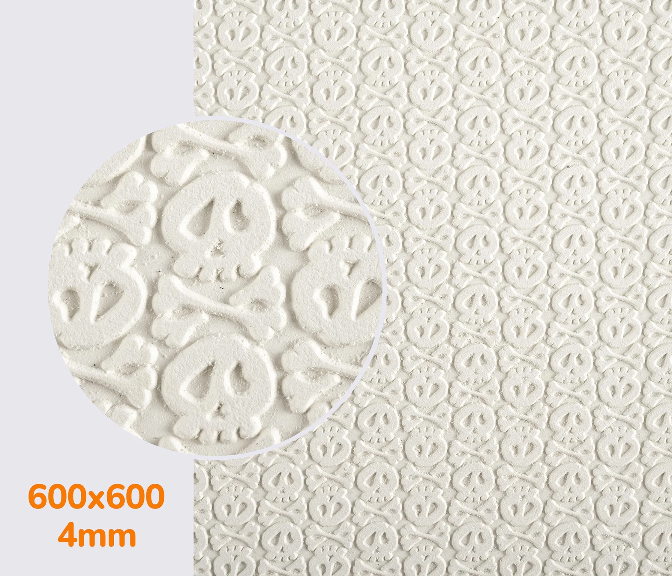 Резина каучуковая FAVOR - SKULLS, р. 600*600*4мм, цв. белый