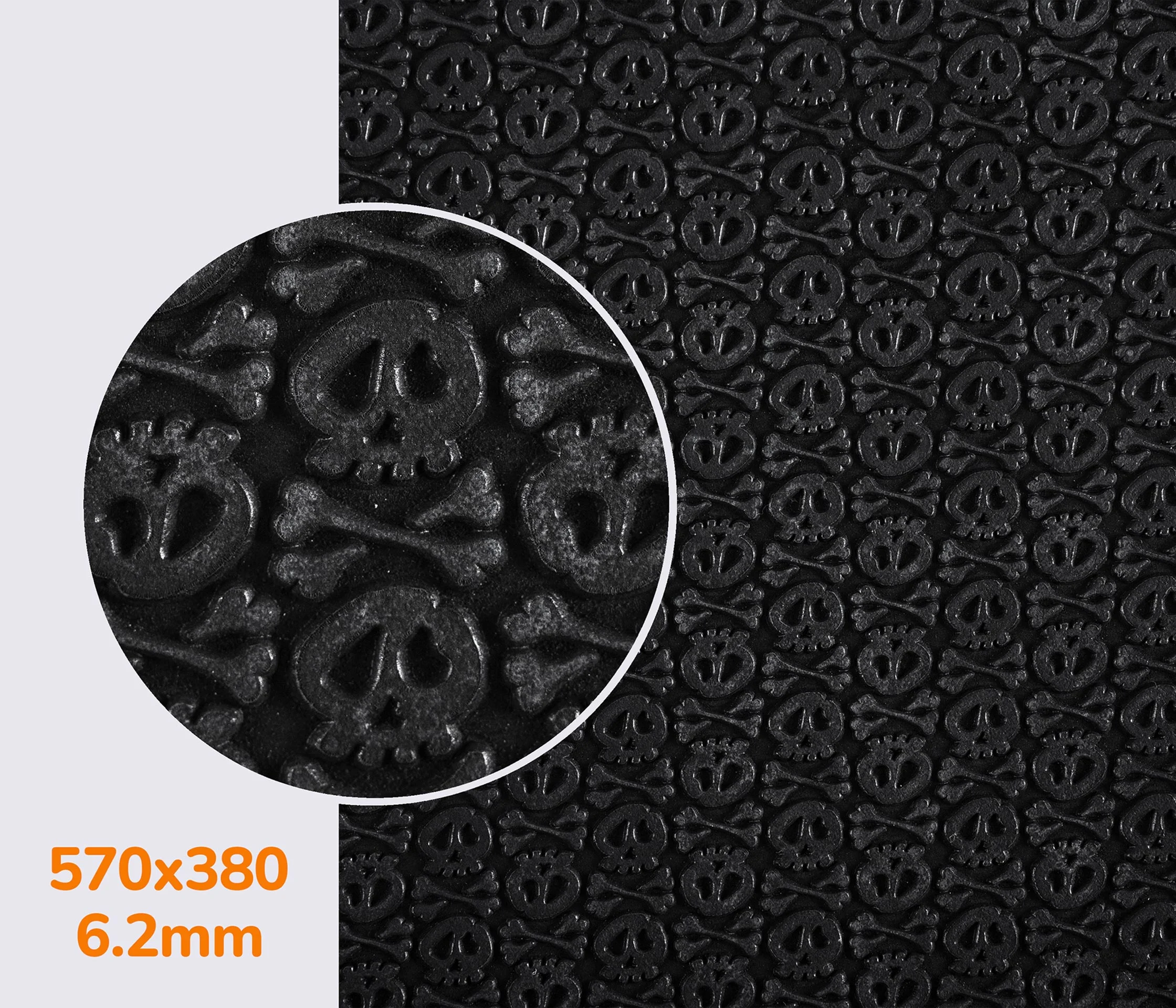 Резина набоечная FAVOR - SKULLS, р. 570*380*6.2 мм, цв. чёрный