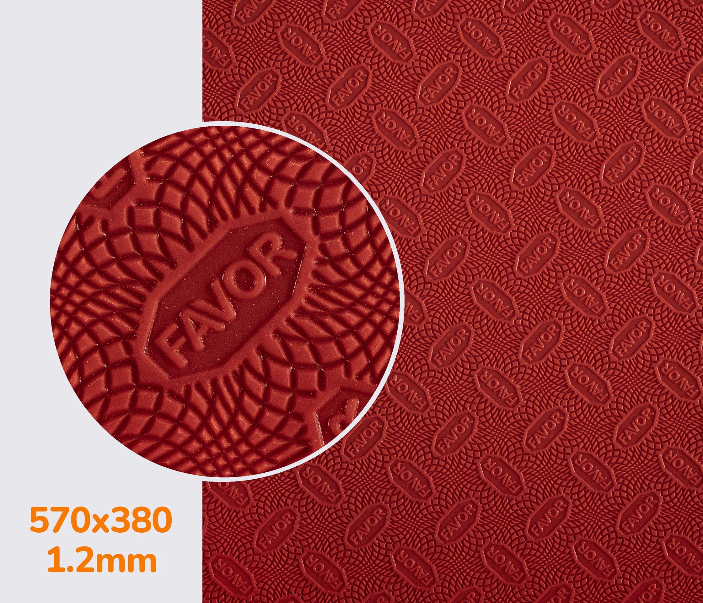 Резина подмёточная FAVOR, р. 570*380*1.2мм, цв. темно-красный (3) dark red