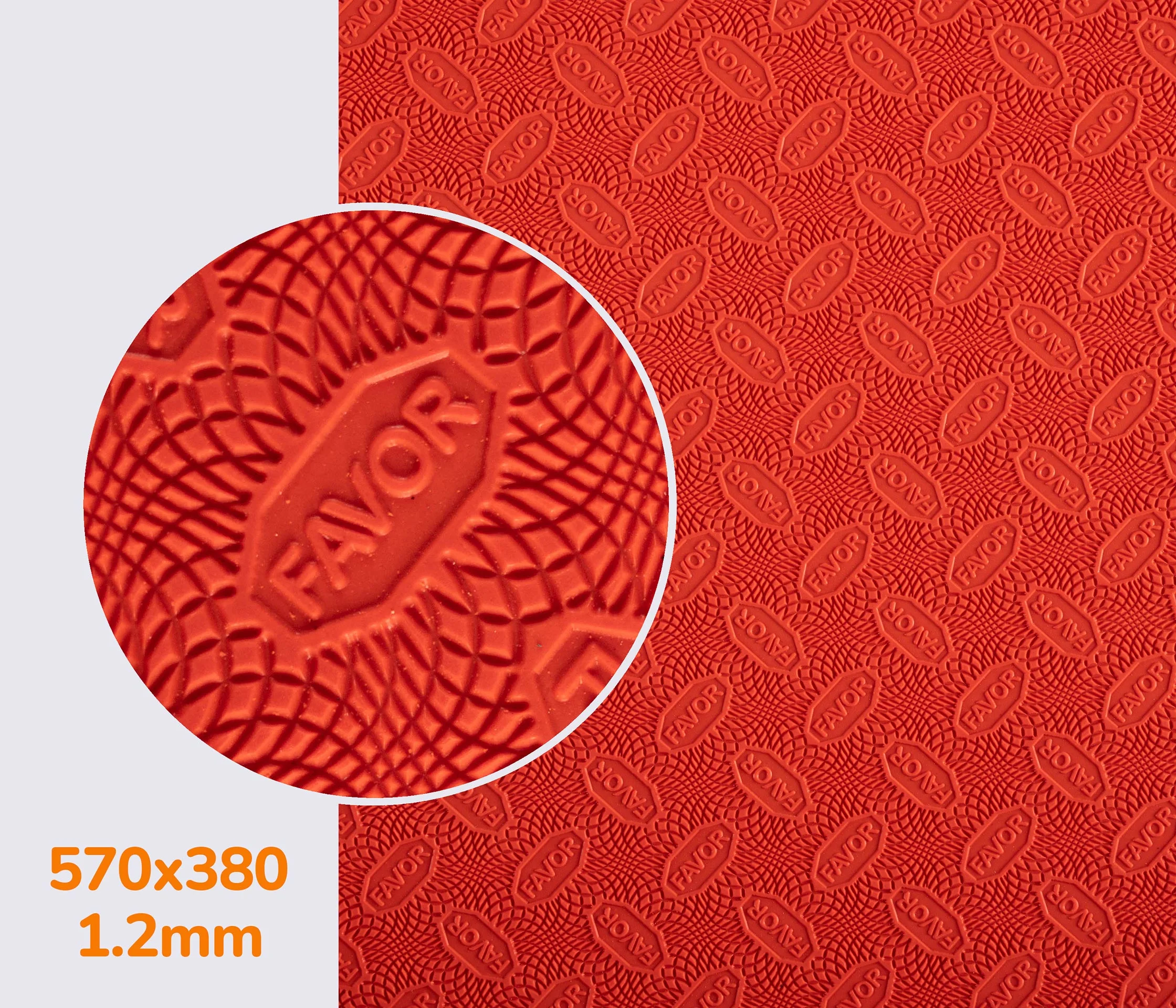 Резина подмёточная FAVOR, р. 570*380*1.2мм, цв. красный (4) red
