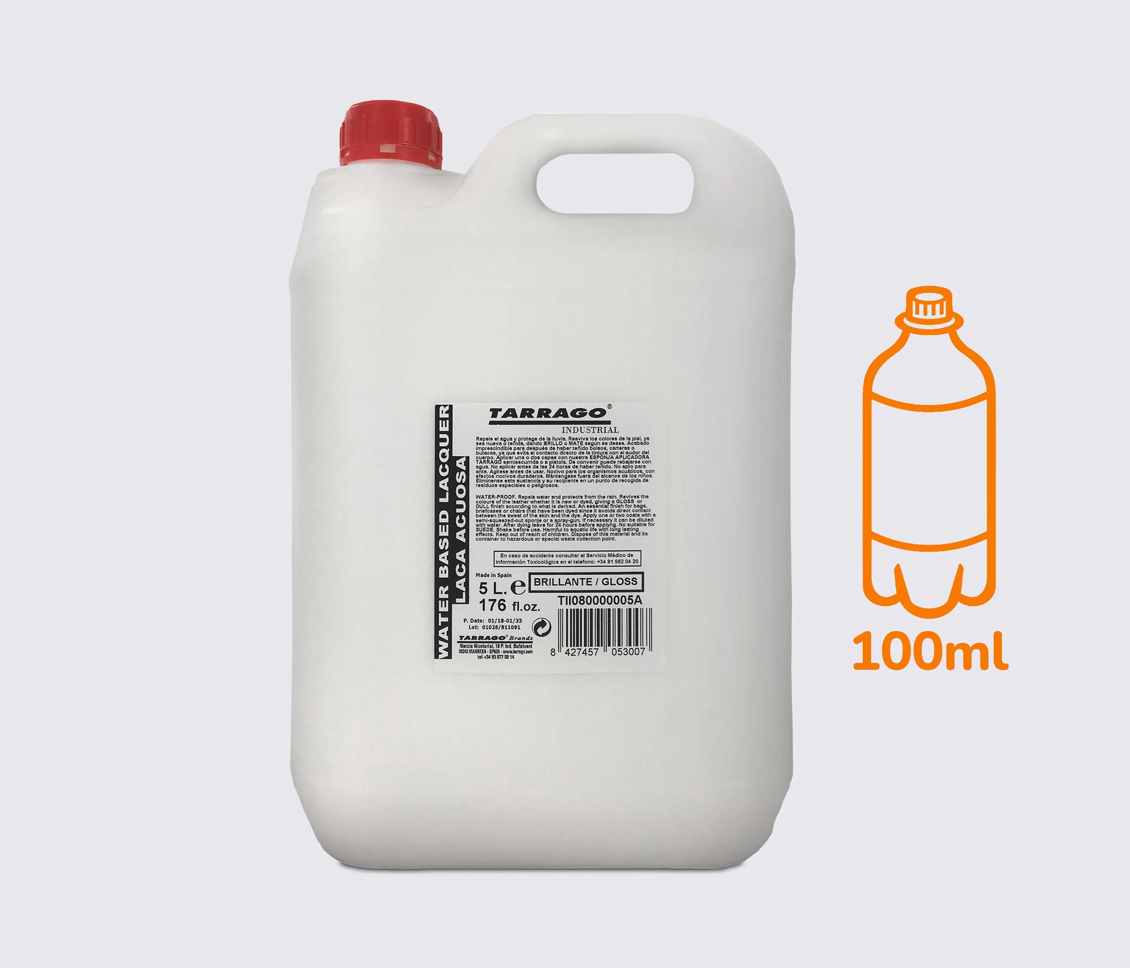 Глянцевое защитное покрытие для гладких кож Tarrago Water Based Lacquero Gloss, 100 мл TII08