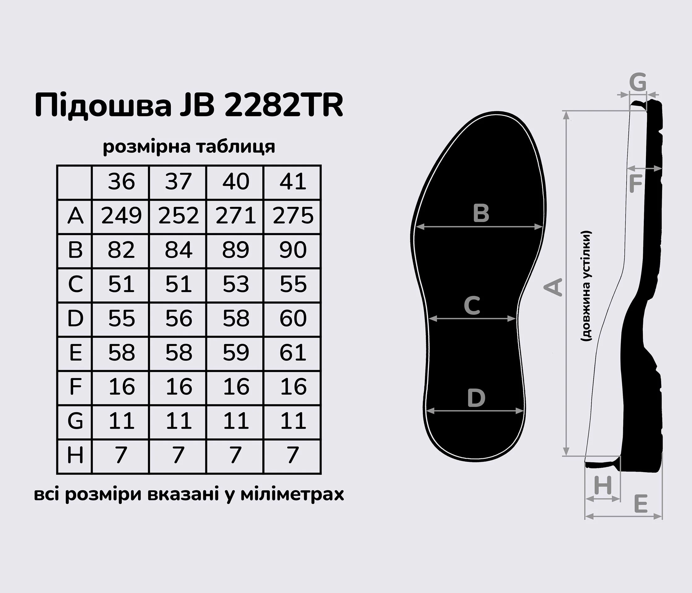 Підошва для взуття JB 2282TR, кол. чорний
