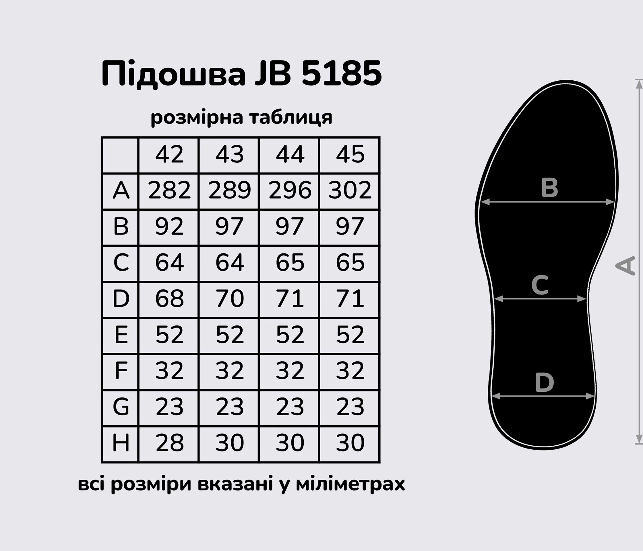 Підошва взуття JB 5185, кол. чорний з сірим