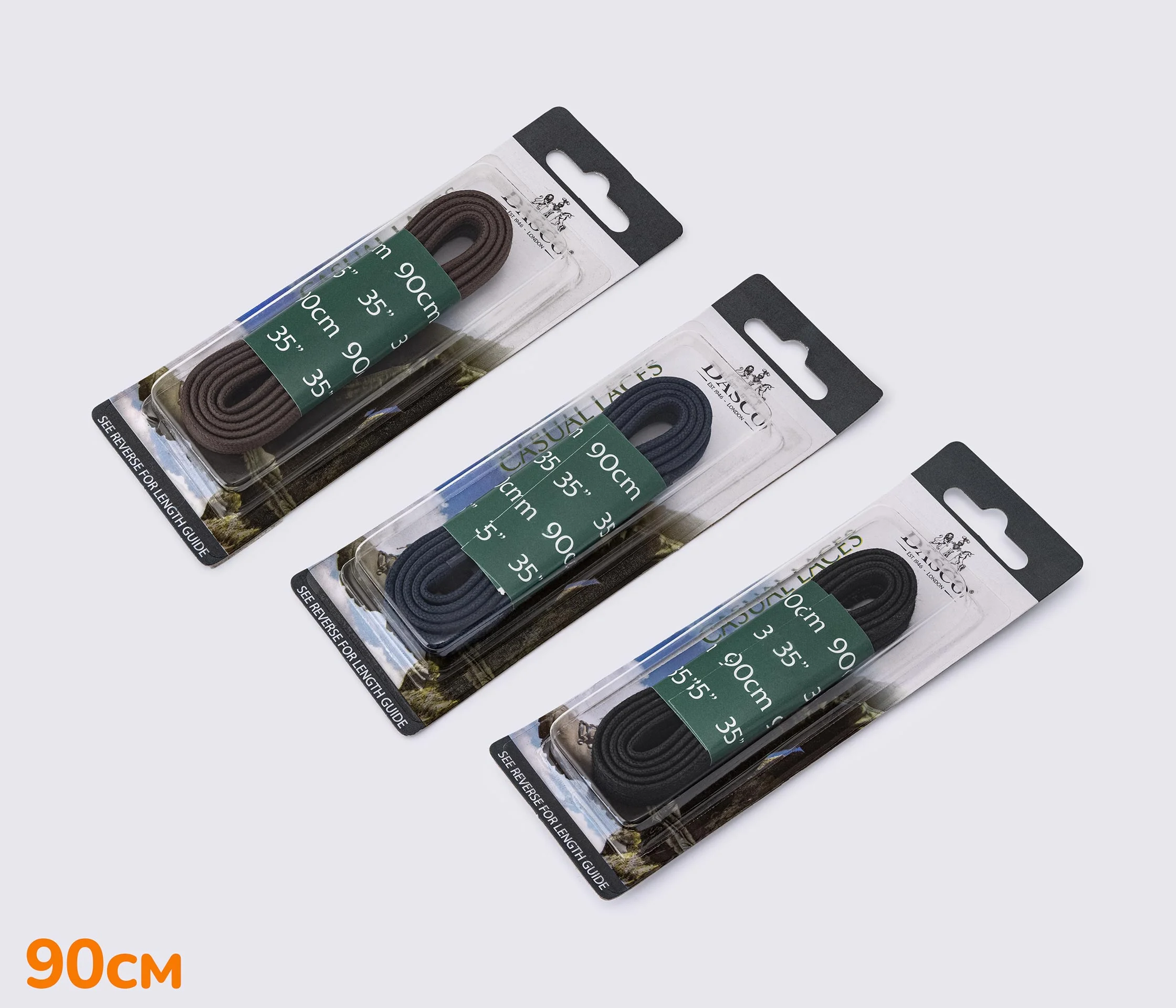 Шнурки плоские вощенные 90 см, DASCO Flat Waxed Thin Laces А7221