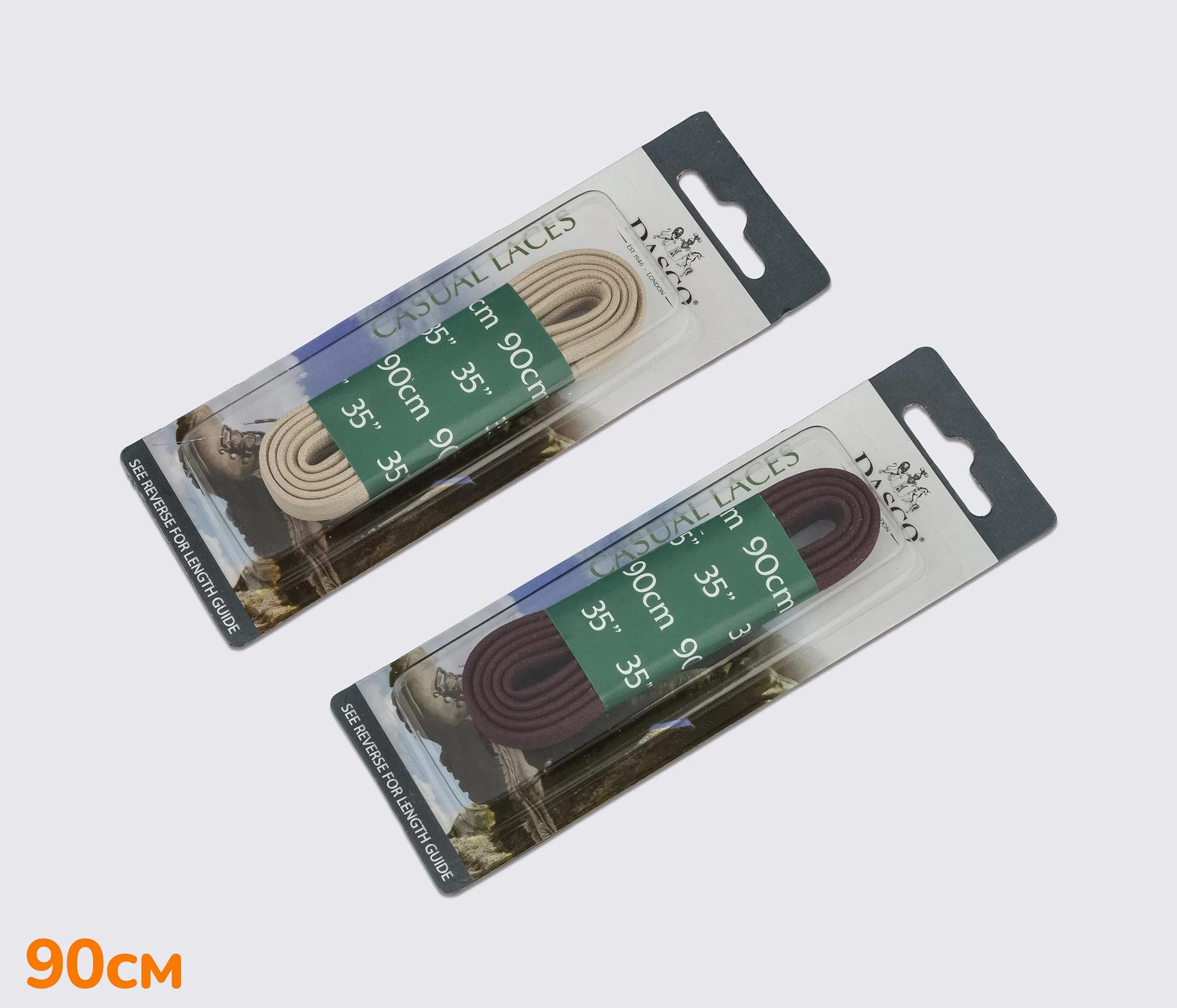 Шнурки плоские вощенные 90 см, DASCO Flat Waxed Thin Laces А7244