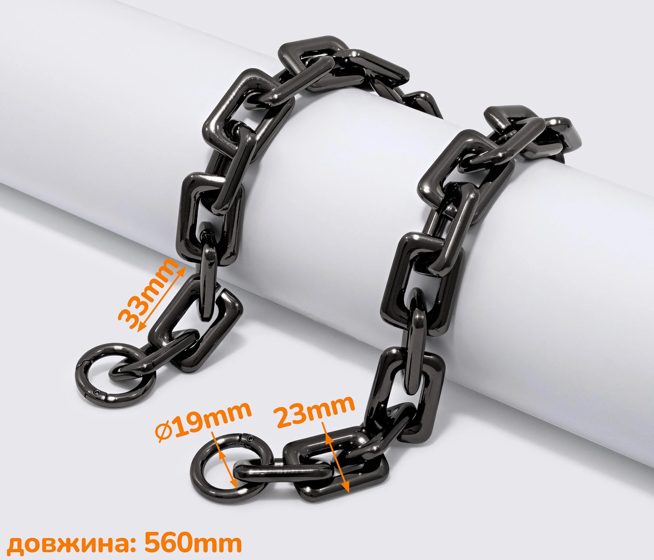 Ланцюжок (ручка) для сумки клатча з карабіном, 54 см (65-679)