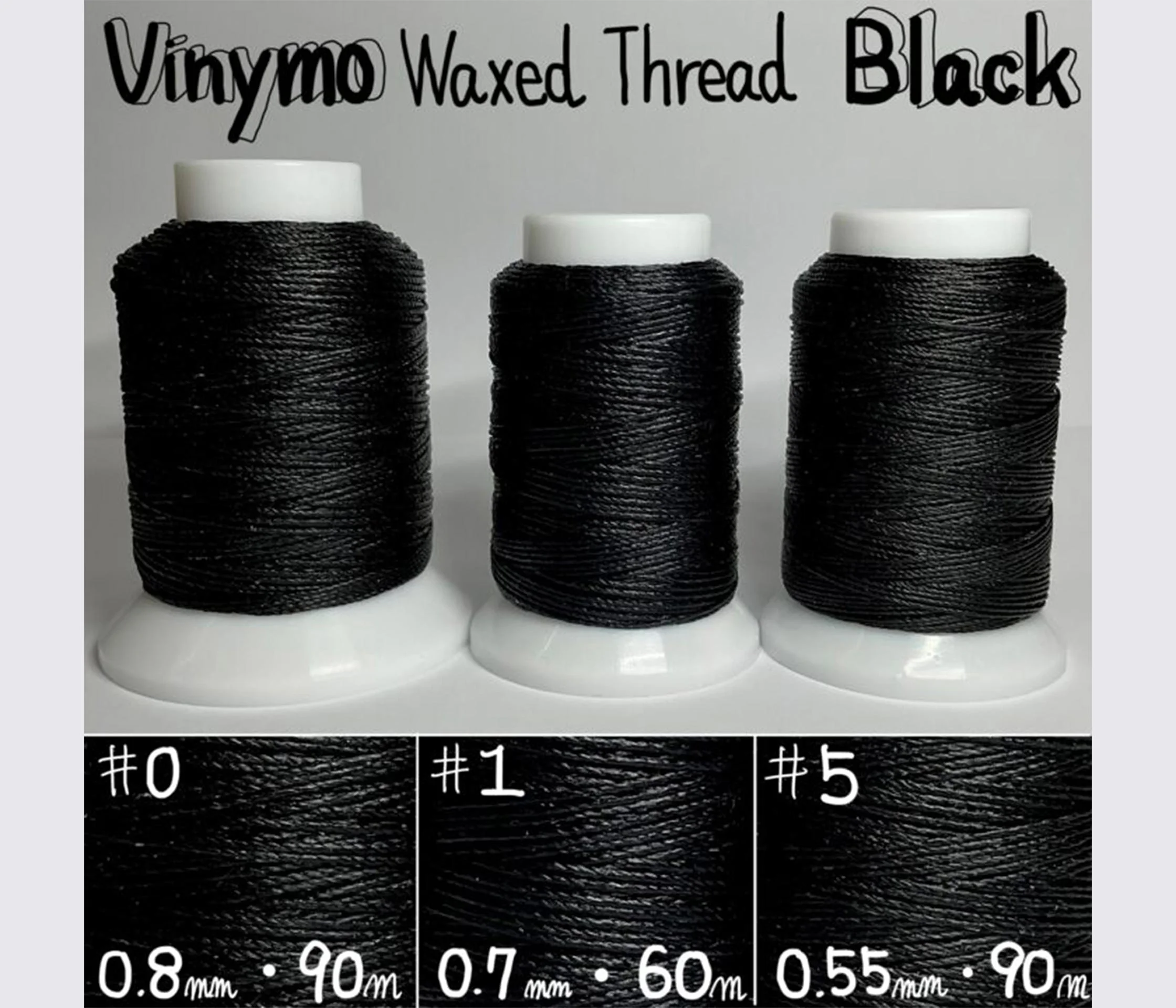 Вощена нитка Vinymo 0,7мм чорна №1 (60м)