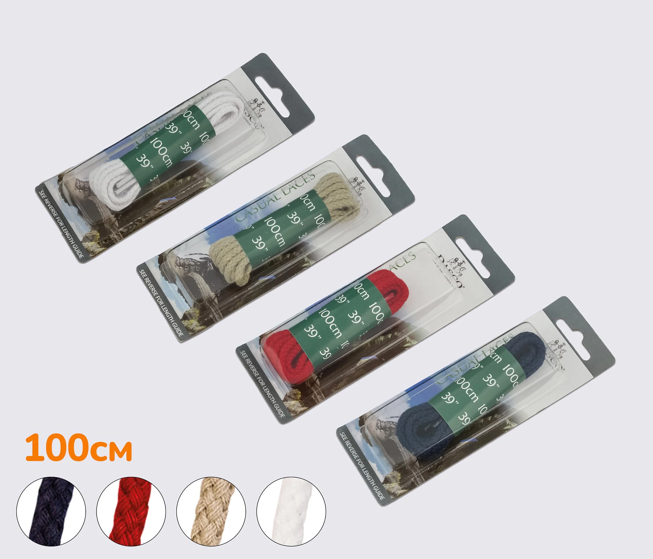 Шнурки круглые тонкие 100 см, DASCO Cord Thick Laces А7233