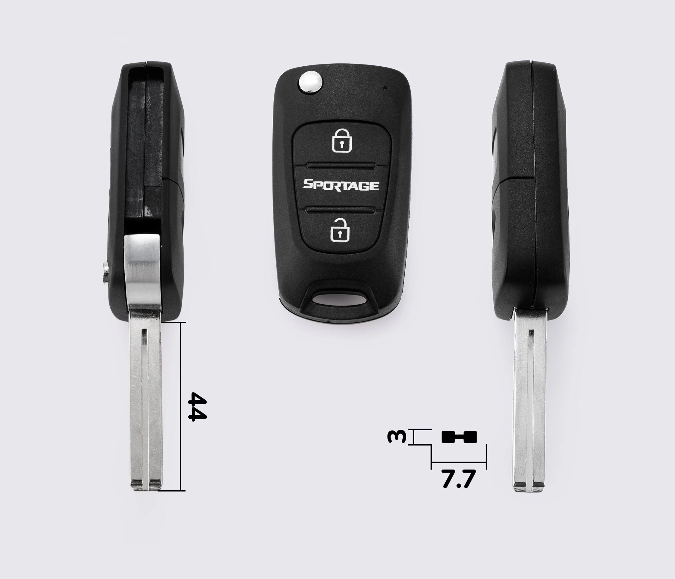 Заготовка KIA Sportage викидний ключ 3 кнопки (корпус) 234#