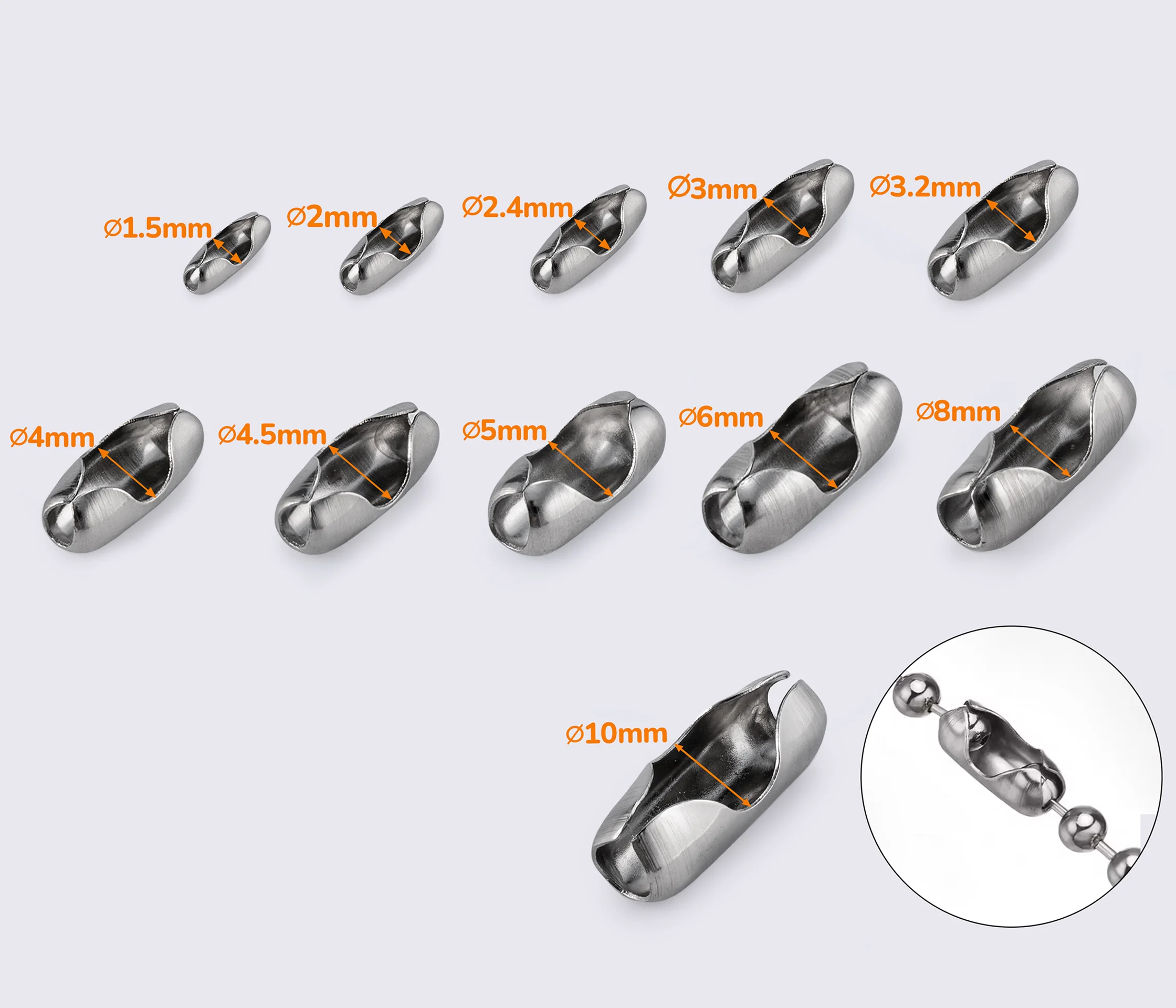 Застежка коннектора нержавеющая сталь (50-А617)