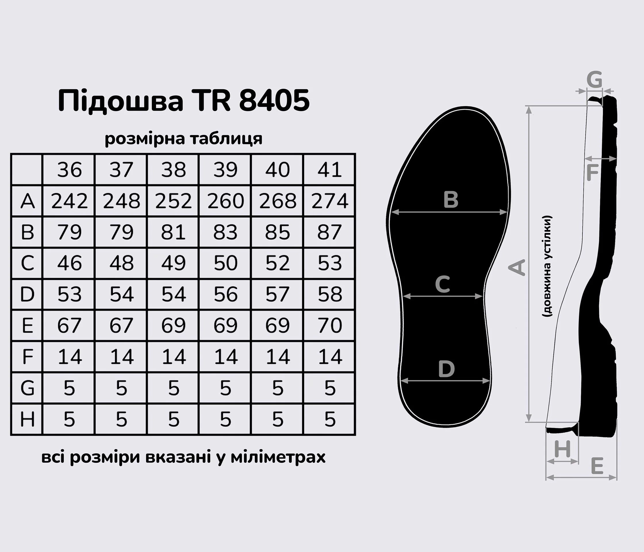Подошва для обуви TR-8405 черная